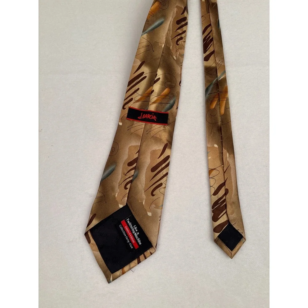 J. Garcia Mens Silk Tie Like‎ a Twittering Machine Limited Edition Tan Brown Art